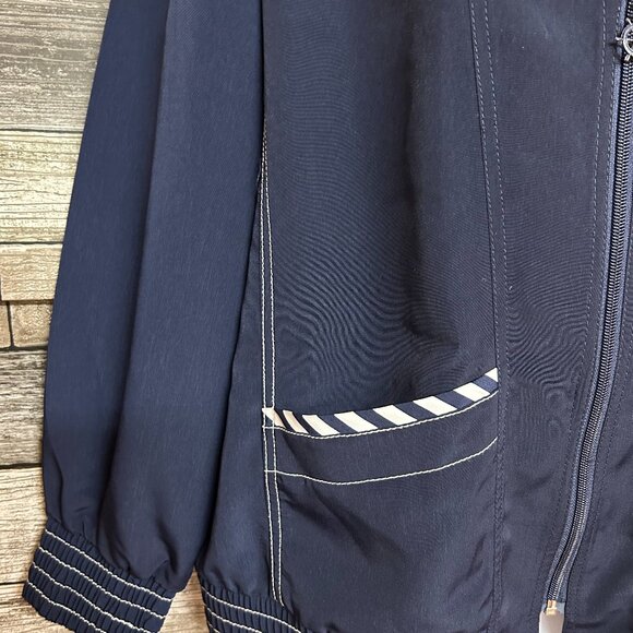 Drapers & Damons Womens Jacket Size M Blue White Nautical Stripe Fisherman Core - Picture 3 of 7